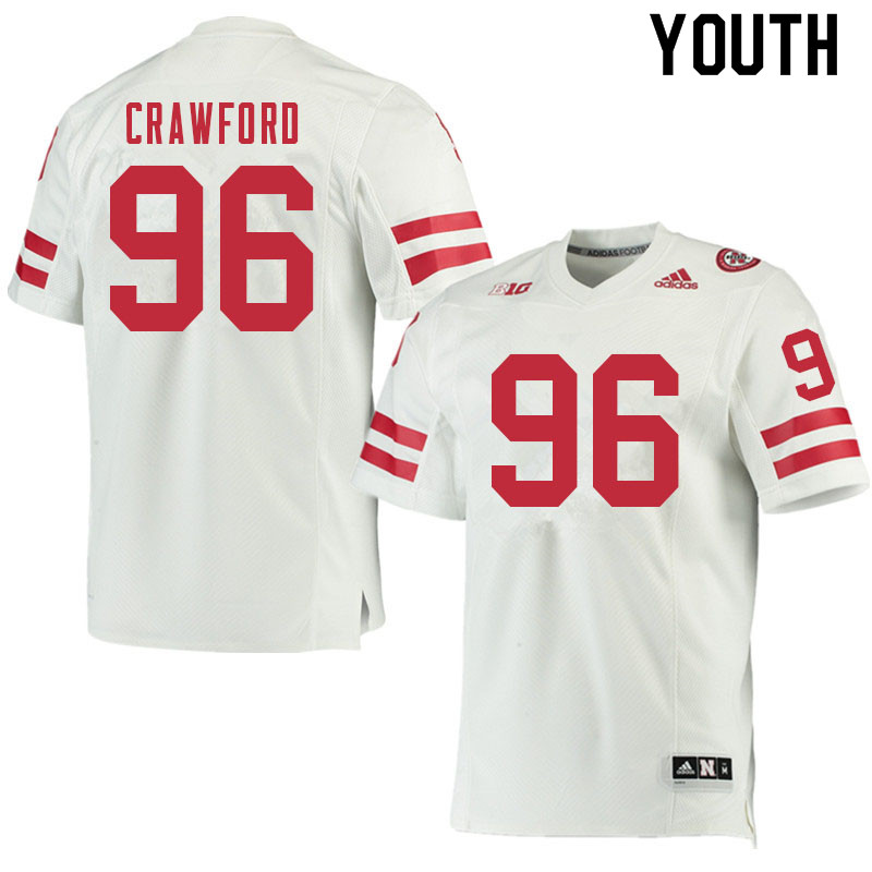 Youth #96 Tyler Crawford Nebraska Cornhuskers College Football Jerseys Sale-White - Click Image to Close